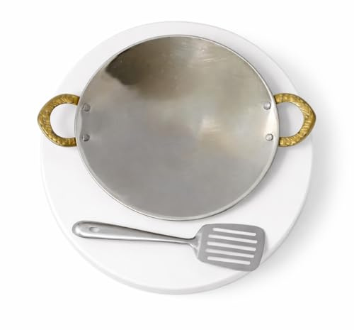 BRACOP® Kupfer Tawa Roti Maker Pfanne, Küchenzubehör, Tawa für Chapati, Küchenutensilien, Kupfer Tawah Grillplatte, Edelstahlspatel, Chapati-Wender, Küchenutensilien, Kochwerkzeuge