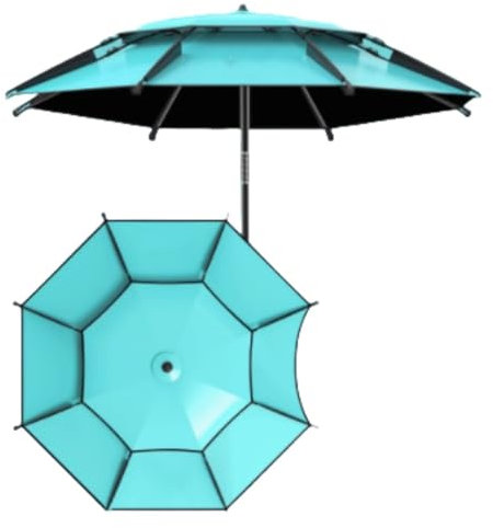 RTVGNSZSJL Parasol De Plage 200/220/240/260cm Parasol De Extérieur Portable avec Inclinable Parasol De Pêche Imperméable/Résistant Au Vent(Blue,200cm/6.5ft)