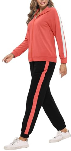 Demegimi Conjunto Chándal Mujer Otoño Invierno Contraste Conjunto Deportivo para Mujer para Deportes Jogging y Fitness S-XXL