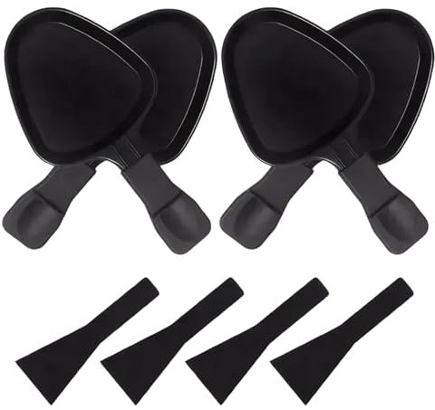 4PCS Raclette Pans with Nylon Spatula, Replacement Triangular Grill Pans for Cheese