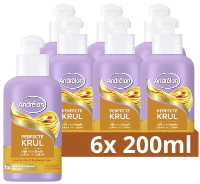 6-pack – Andrelon Leave-in hårkräm med kokosolja och glycerin – perfekt curl – 200 ml