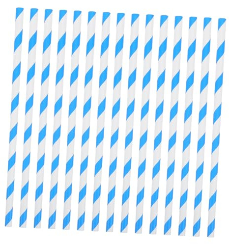 PRETYZOOM 50pcs Paper Cotton Candy Sticks Heavy Duty Blue White Striped Lollipop Sticks for Commercial Machines for Parties Events Eye Catching Design to Attract Guests