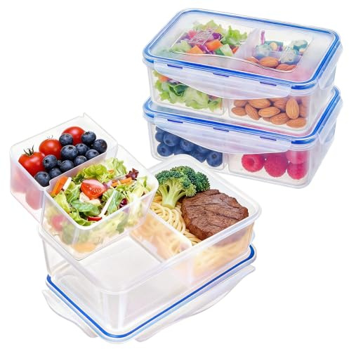 EASYLOCK 3PCS Brotdose Erwachsene mit 3 Flexiblen Fächern 1,15L Bento Lunchbox Meal Prep Boxen Brotzeitbox Vesperdose Butterbrotdose Mikrowellengeschirr