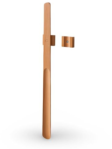 Magnetisk skohorn av trä med väggfäste | väggmontering (bok, 70 cm)