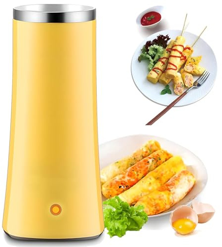 Electric Egg Roll Maker, Hot Dog Roll Machine, Omelette Maker with Stainless Steel Non Stick & 9 Minutes Cooking Automatic Rising, Egg Boiler Sausage Machine Cooker Breakfast yellow