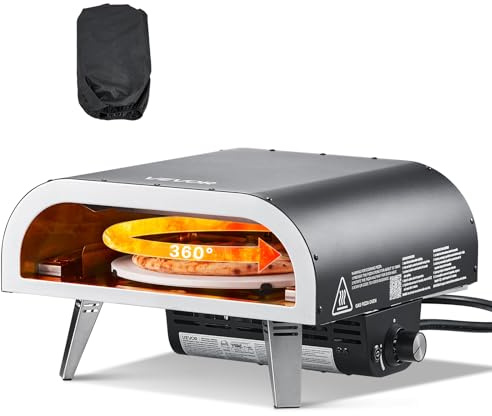 VEVOR Forno per Pizza da Esterno, Macchina per Pizza a Gas Propano da 304,8 mm, con Rotazione Elettrica, Pietra per Pizza Spessa, Borsa Trasporto, Forno a Propano per Campeggio all'Aperto, Nero