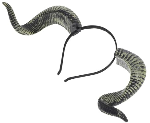 HOOWIFFY Lightweight Sheep Horn Headband with Pu Ram Horns for Adults and Women, Versatile Styling Gothic Hair Hoop for Halloween Themed Events and Cosplay Parties
