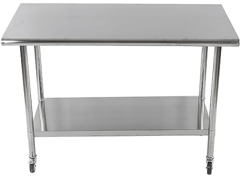 Omquot 48x24in Acciaio Inox Tavolo da Lavoro per Ristorante Domestico Stoccaggio Cucina con Ruote