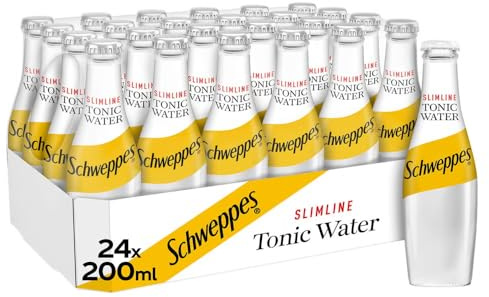 Schweppes Slimline Tonic Water, Low Calorie, Made with Quinine, Vegan, Gluten Free, 24 x 200ml Glass Bottles