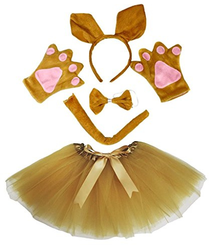 Petitebelle pannband fluga svans handskar tutu 5 st flicka kostym 1-5 år (känguru)