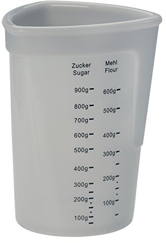 Lurch 70260 - Misurino in silicone platino 100% senza BPA, 1 l, con scala per liquidi, farina e zucchero, trasparente, 12,5 x 12,5 x 17 cm