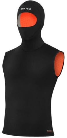 BARE 7/3MM Men's Ultrawarmth Hooded Vest: Wear Inside or Outside Your Wetsuit, Black L