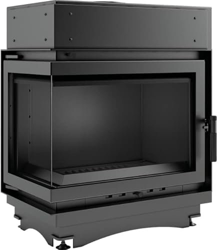 KRATKI Maja Holzkamin mit Warmwasserbereiter Wärmetauscher BImSchV 2-konform, 8 kW, thermische Effizienz, 80% Stahl und Gusseisen, linksseitig, 80 x 67,5 cm