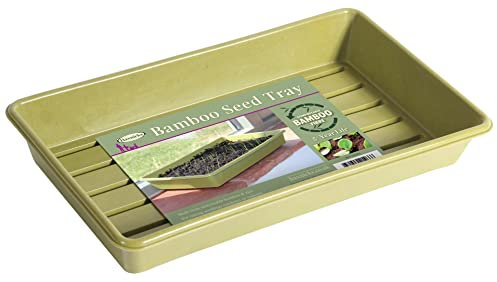 Haxnicks Indoor & Outdoor Sustainable Bamboo Fibre Plant Seed Tray | 37 cm x 21 cm x 5.5 cm | Sage Green |Pot150101