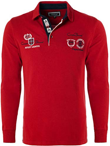 CARISMA Casual Herren Longsleeve Langarmshirt Sweatshirt Poloshirt Regular Fit mit Hochwertigen Stickerei 3433,Rot,XL