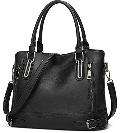 BUKESIYI Damen Tasche Handtasche Umhängetasche Schultertasche Frauen Kulturbeutel Weekender Klein PU Leder DE77212 Schwarz