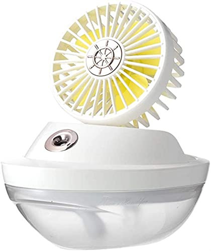 ZRDSZWZ Reliable Portable Mini Tabletop Fan Water Spray Misting Fan Cooling Humidifier Water Spray Fan Wireless Humidifiers with Night Light (Color : White)
