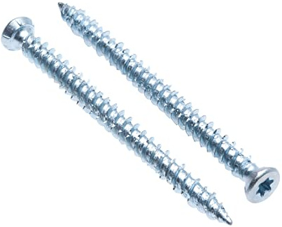 Betonrahmen Schrauben Torx-Kopf Tx30 und Selbstschneidendes Gewinde aus Gehärtetem Stahl Verzinkt (100er-Pack) Größe 7.5mm x 132 mm