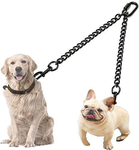 Doppelleine für 2 Hunde - Hochleistungs Stahl Kette Hundeleine Mit Metall Coupler für Große und Kleine Hunde - L 4.0mm 70cm