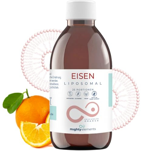 Mighty Elements Liposomales Eisen 19mg, 100ml flüssig, Blutorange | 20 Portionen, Sanddornextrakt 5 mg, vegan, Glasflasche, hochdosiert, Aufnahmefähigkeit