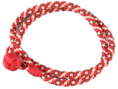 京都あさひ屋 KYOTO ASAHIYA Bracelet Kumihimo Japonais Rouge Tressé en Soie pour Hommes Femmes Double Bracelet Tressé Bracelet Kimono Fait Main Cadeau pour Unisexe, Wrist size : 15cm (5.3in), Soie, Pas de