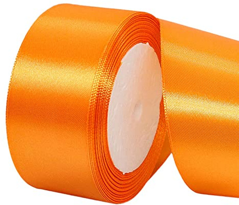 22 m orangefarbenes Halloween-Satinband, 40 mm, orangefarbenes Haarband. Kuchenschleifen für Geschenkverpackungen, Polyester-Satinband für Geschenkverpackungen, Schleifen, Haare, Kuchendekoration