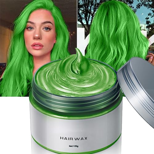 Temporary Hair Colour Wax Spray - Green Styling Dye Mud, Natural Ingredients Washable Cream for Men Women, 100g /3.52 Oz