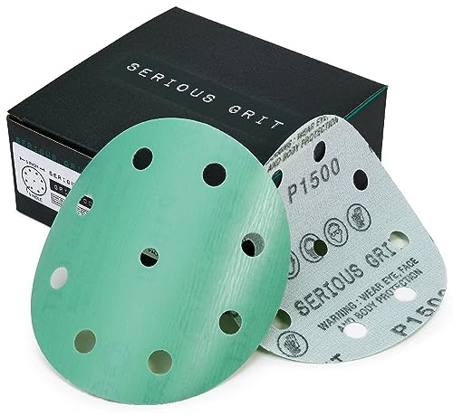 Serious Grit - 150mm 6-Hole Sanding Discs - P80-220 Assortment - 10 Pack | Fits Porter Cable, Ridgid, Milwaukee & More - Includes 2 Each of P80, P120, P150, P180, P220 Grit - Hook & Loop Sandpaper