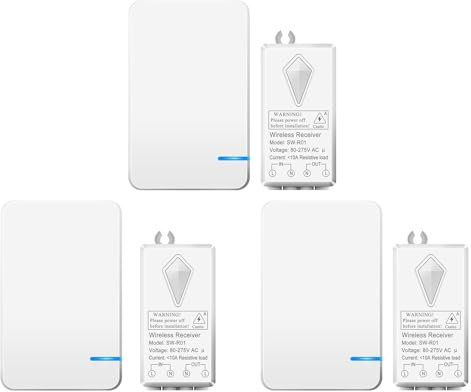 NineLeaf 3Pièces Mini Kit Interrupteur et Récepteur de Lumière sans fil, Kit d'interrupteur sans fil, Interrupteur mural Télécommande pour Lumière LED Maison Hôtel, Intérieur 60m Extérieur 400m
