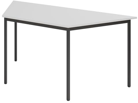 bümö Trapez-Tisch, Multifunktionstisch 160 x 69 cm in Grau/Schwarz - Besprechungstisch, Konferenztisch, Meetingtisch, Mehrzwecktisch, Pausentisch für Besprechungsraum, Meetingraum