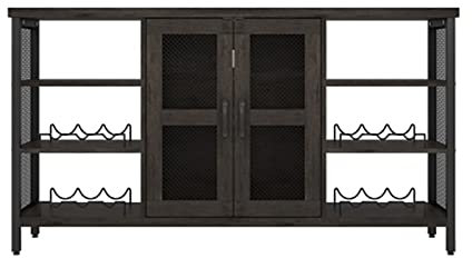 MOOWI Weinschrank Freistehender Weinbar-Schrank, Weinschrank aus antikem Holz mit Stauraum, multifunktionaler Boden-Weinlagerschrank for das Wohnzimmer Barschrank (Color : A)