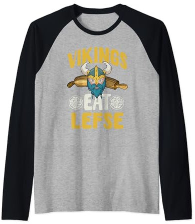 Vikings Eat Lefse - Motif Great Lefse Lover avec rouleau à pâtisserie Manche Raglan