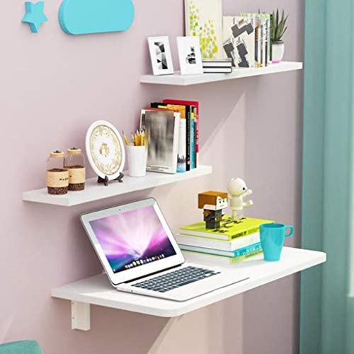 Quadratischer Klapptisch, an der Wand montierter Tisch, zusammenklappbar, klappbarer Holztisch, stabile, robuste Konstruktion, für Arbeitszimmer, Schlafzimmer, Badezimmer oder Balkon (weiß 110).