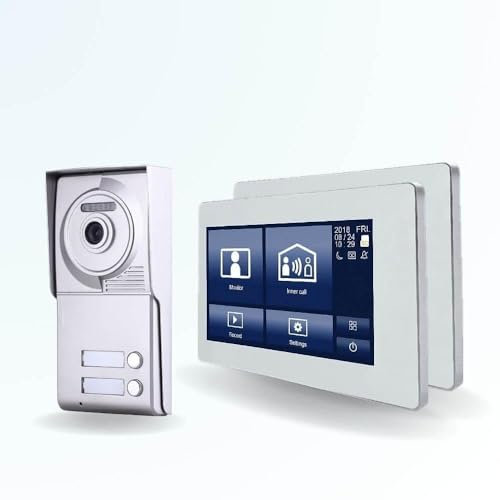 BT Security Portier interphone vidéo Neo 2 Fils - 2 Appartements - 2 écrans tactiles connectés 7 Blanc
