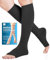 Medias de Compresión Mujer y Hmbre, 20-30 mmHg Clase 2, Tamaño S-4XL, Calcetines Compresion con Punta Abierta Para Médicos, Circulación, Varices, Edema, Correr, Volar, Embarazo (Negro, XXL)
