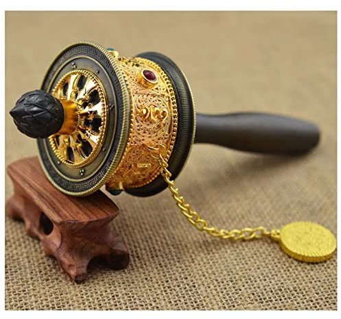 DubMag Tibetische Gebetsmühle, Buddhismus-Produkte, Handgebetsmühle, buddhistische Gebetsmühle, Gebetsmühle mit Schriftrolle, Rad for Entspannen, Beten, Meditation,(Color:Black)
