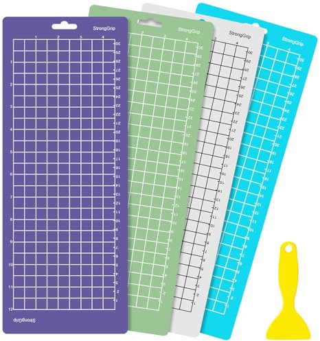 Omtofo 4 Stück Schneidematte für Cricut Joy, 4,5 x 12'' Schneidematten, Zubehör für Plotterfolie (StandardGrip, LightGrip, StrongGrip)