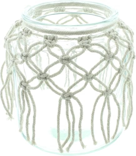 Windlicht Makramee, Glas, Baumwollschnur Maße: Ø 17 x 21 cm, ohne Kerze, FRANK FLECHTWAREN