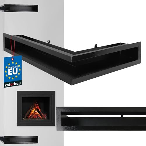 KOTARBAU® Grille Cheminée Ventilation Noire|Grille D'Angle En Acier Noir Revêtu Par Pulvérisation De 60/40 cm Gauche|Grille Aération Cheminée|Ventilateur De Cheminée À Air Chaud