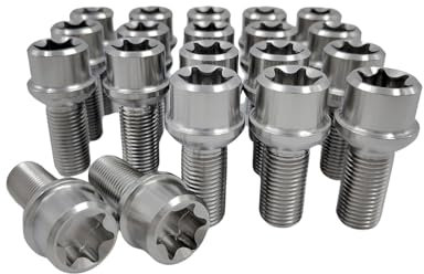 RISON-Titanium 20 Piezas Pernos de Rueda en Titanio M14x1.5x28mm, Pernos de Rueda Delantera y Trasera Esféricos, Tornillos de Fijación de Neumático de Coche Espárrago de Rueda Automóvil