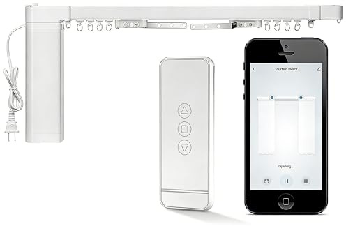 KiwiHood Elektrische Vorhangschiene mit automatischer Schiene, Motorisierte Vorhangschiene Smart Curtains System mit App, Voice, Fernbedienung für Wohnzimmer Schlafzimmer, 2,16-4,2m Anwendbar