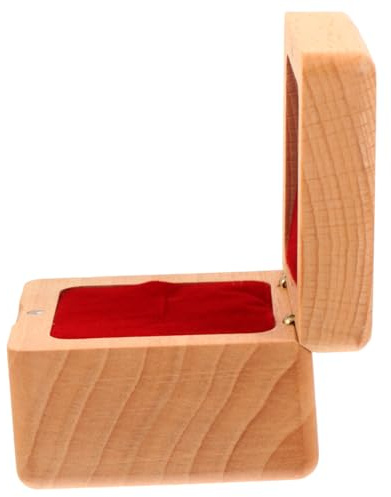 DEARMAMY Ringetuis Ziegel klein Schmuck Kette Stand Tag ihr ringaufbewahrer ringaufbewahrung jewellery box Holzringbox Holzbox für Verlobungsringe brautring fall Eheringhalter hölzern Khaki