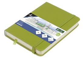 Kangaro Art - Blocco da disegno, formato A6, copertina rigida in poliuretano, 80 fogli, 140 grammi, carta color crema con elastico e nastro