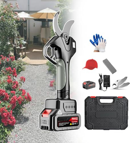 Forbici Da Potatura Da 1,7 Pollici, Forbici Da Potatura Elettriche, Forbici Elettriche Senza Spazzole Per Giardinaggio, Forbici A Batteria, Con 2 Lame, Guanti, Cappello Parasole,1-battery