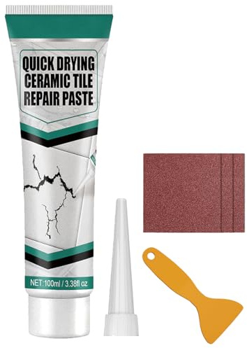 Pasta per Riparazioni in Porcellana,Riparazione di Piccoli Fori per Piastrelle di Ceramica,Ceramic Tile Repair Paste,Riparazione Di Piccoli Fori Ad Alta Resistenza,Kit Riparazione Vasca Bagno Bianco