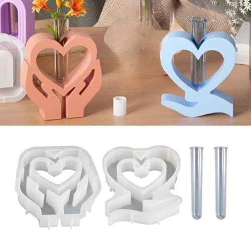 Silikonformen Gießformen Frühling Vase, 2 Stück Silikonform Frühling Herz Vase, Gießformen Silikon Frühlingsdeko Vasen, Gipsformen zum gießen Ostern für Osterdeko Gips Epoxidharz DIY Handwerk