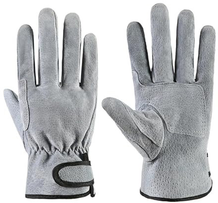 Guantes resistentes al calor 1 par de guantes resistentes a altas temperaturas, soldadores contra quemaduras, guantes de trabajo de algodón y cuero, guantes resistentes al calor Aptos para hornos, chi