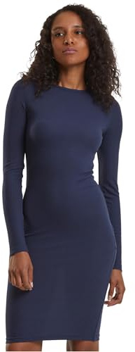 Urban Classics Ladies Rib Dress Donna Miniabito Blu Navy XS 77% Poliestere, 19% Viscosa, 4% Elastan