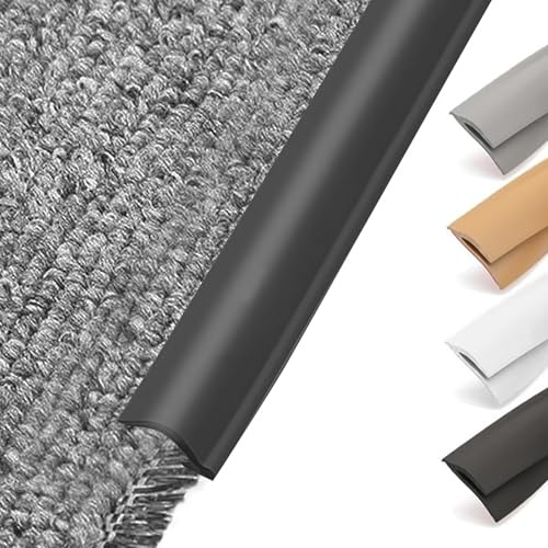 Selbstklebende Teppich Randleiste, PVC Übergangsstreifen für Boden, Randversiegelungsleiste für Teppich und Holzboden, Fußmatten Randleiste, Schwarz(3m)