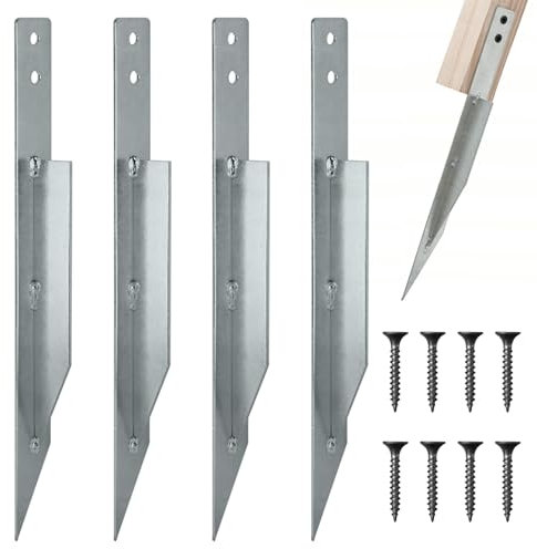Bodenanker für Schaukel Outdoor, 4 Stück Einschlagbodenhülse Erdspieße Metall für holzpfosten, Fixierung Spielhaus Spielturm Einschlaghülsen